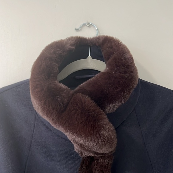 Ellen Tracy Fur Trimmed Wool Blend Cape Coat XL - Picture 3 of 10